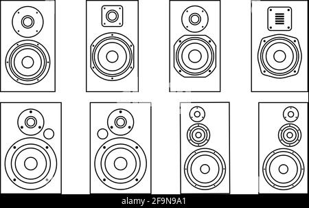 Bookshelf speakers. Audio equipment. Flat icons. Vector illustration Stock Vector