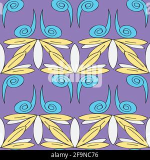 Vector purple background Brittany celtic, Breton trational folklore symbols seamless pattern. Seamless pattern background Stock Vector