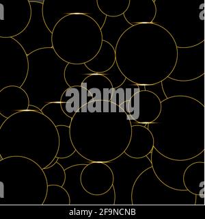 Golden Circles and Black Abstract Background Stock Vector