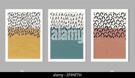Set of modern trendy style abstract geometric posters Stock Vector