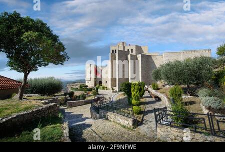 Kruje, Albania. The Skanderbeg Museum in Kruja. The building of George Castriot (Skanderbeg) - national albanian hero. Kruje Castle and fortress Stock Photo