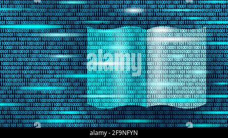 Audiobook education. Learning listen apps master headphones graduate online. Data flow binary code. E-commerce finance banking profit system icon Stock Vector