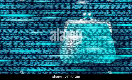 Programming online money wallet. Online market trade concept. Data flow binary code. E-commerce finance banking profit system icon vector illustration Stock Vector