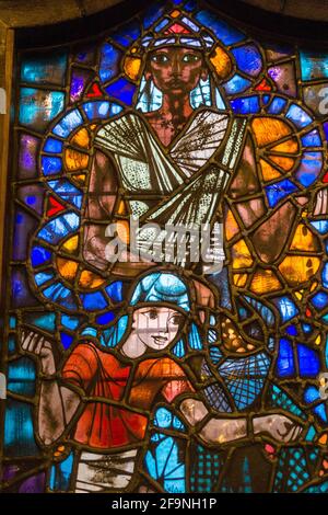 Stained glass window by Ervin Bossanyi, Christ Church, Port Sunlight, Wirral, UK Stock Photo
