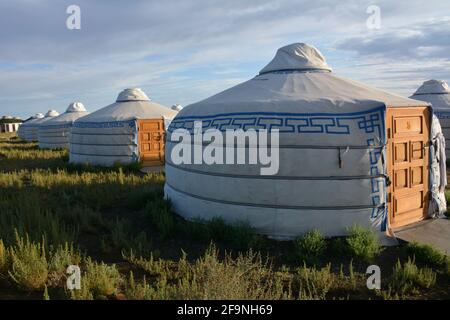 Goviin Bayanburd - Gobi Oasis Camp near Dalanzadgad, Omnogovi province, Mongolia. Stock Photo