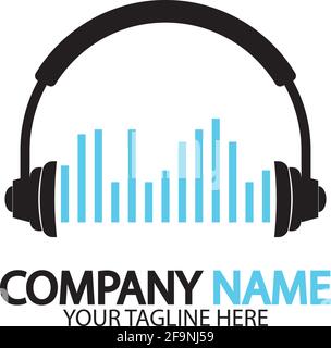 Headphone icon. Headphones with sound wave icon isolated, minimal design. Vector illustration Stock Vector