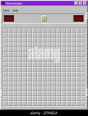 Sapper retro game interface. Computer classic pixel logic fun with numbers and bombs. Stock Vector
