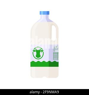 Colorful vector milk plastic container icon. Flat style template bottle of milk in white, blue and green colors Stock Vector