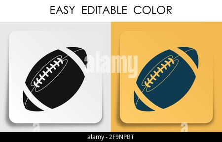 Sports ball for playing American football icon on paper square sticker with shadow. Team sports. Active lifestyle. Mobile app button. Vector Stock Vector