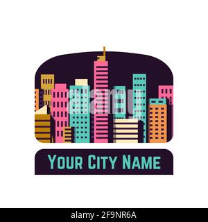 City icon with text Stock Vector