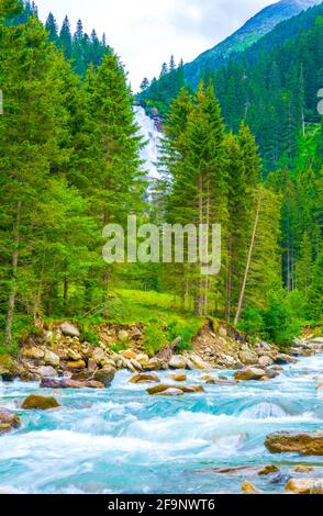 View of the Krimml Waterfall which is the highest waterfall in Austria. Stock Photo