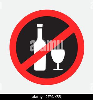 drinking wine alcoholic drinks forbidden sign Stock Vector
