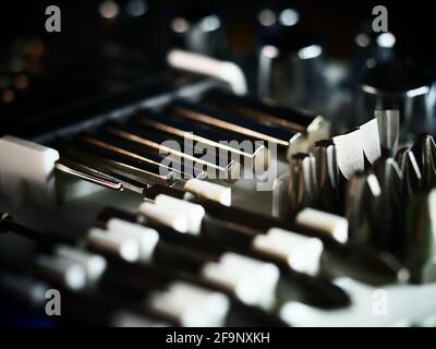 Display of tools shop marketing for home and auto repair. Selective focus. Macro. Stock Photo