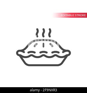 Hot pie line vector icon. Outline, editable stroke. Stock Vector