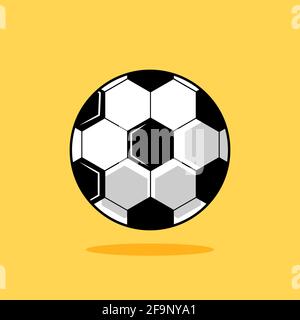 Football ball. Cartoon soccer ball isolated on yellow background. Vector illustration Stock Vector