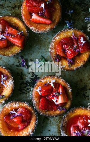 Strawberries and lilac syrup popovers Stock Photo
