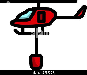 Fire Service Helicopter Icon. Editable Bold Outline With Color Fill Design. Vector Illustration. Stock Vector