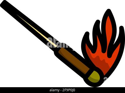 Burning Matchstik Icon. Editable Bold Outline With Color Fill Design. Vector Illustration. Stock Vector