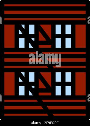 Emergency Fire Ladder Icon. Editable Bold Outline With Color Fill Design. Vector Illustration. Stock Vector