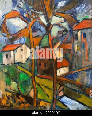 Houses and Trees, Maurice Vlaminck, 1907-1908, Stock Photo