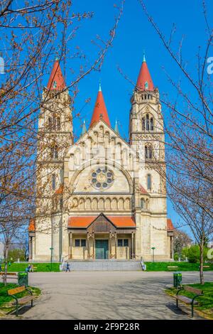 Church Heiliger Franz of Assisi at Mexikoplatz, Vienna, Austria Stock Photo