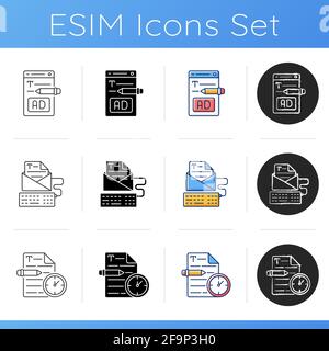 Copywriting services icons set Stock Vector