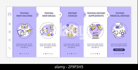 Clinical investigation types onboarding vector template Stock Vector