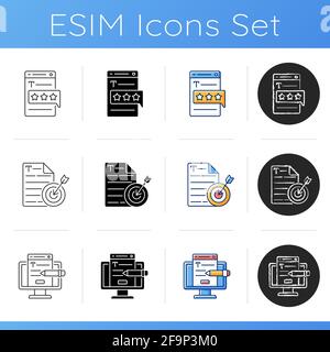 Commercial text for digital marketing icons set Stock Vector