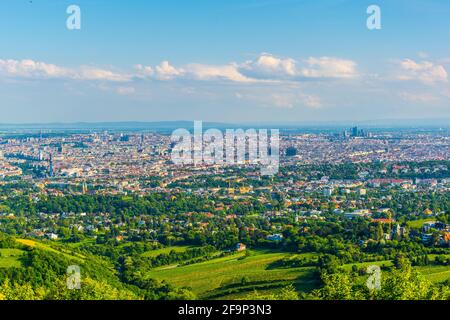 panorama view of vienna taken from the kahlenberg hill in austria Stock Photo