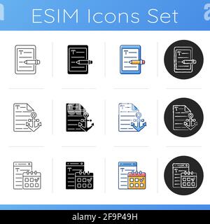 SEO copywriting icons set Stock Vector