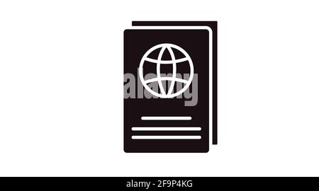 Passport Icon. Vector Isolated Black and White Illustration of a Passport. Plane Passport Icon Stock Vector