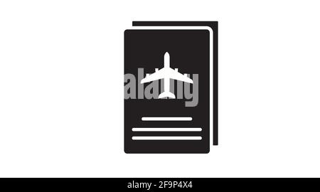 Passport Icon. Vector Isolated Black and White Illustration of a Passport. Plane Passport Icon Stock Vector