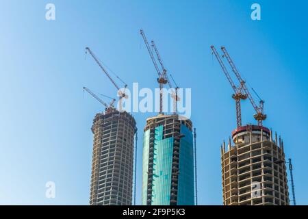 Tower block under construction, Bahrain Bay development, Manama ...