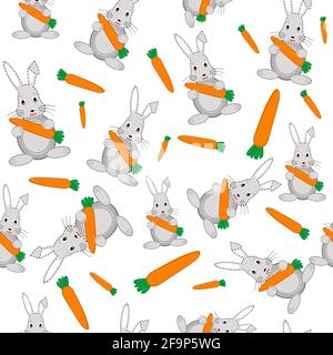 Rabbits and carrots seamless background Stock Vector