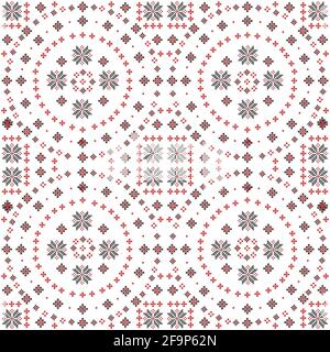 Embroidered cross-stitch round seamless patern Stock Vector