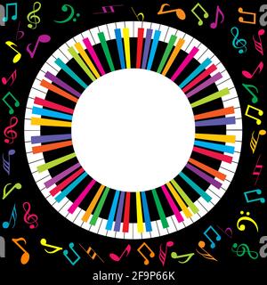 Musical poster with abstract colorful piano and musical notes Stock Vector