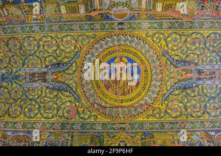 painting on ceiling of the kaiser wilhelm gedachtniskirche which was destroyed during second world war. Stock Photo