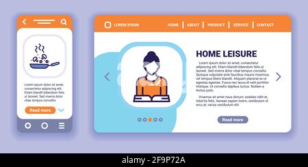 Home leisure web banner and mobile app kit. Outline vector illustration. Stock Vector