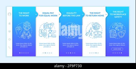 Migrant workers rights onboarding vector template Stock Vector