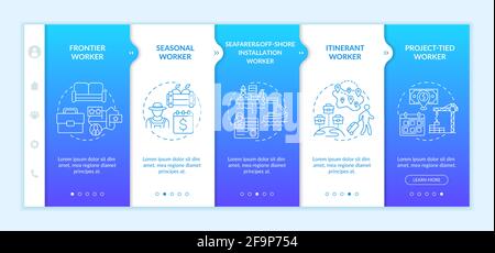 Migrant workers types onboarding vector template Stock Vector