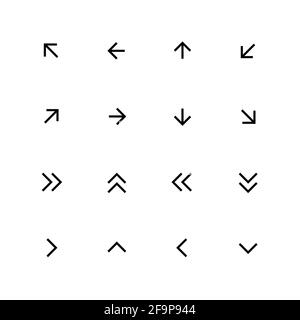 Pixel perfect editable stroke crisp arrow icons Stock Vector