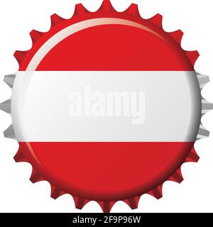 National flag of Austria on a bottle cap. Vector Illustration Stock Vector