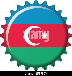 National flag of Azerbaijan on a bottle cap. Vector Illustration Stock Vector