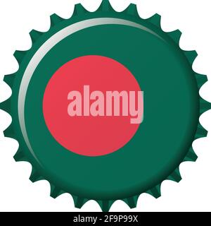 National flag of Bangladesh on a bottle cap. Vector Illustration Stock Vector