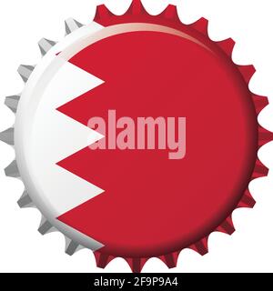 National flag of Bahrain on a bottle cap. Vector Illustration Stock Vector