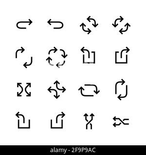 Refresh shuffle arrow icons set. Pixel perfect Stock Vector