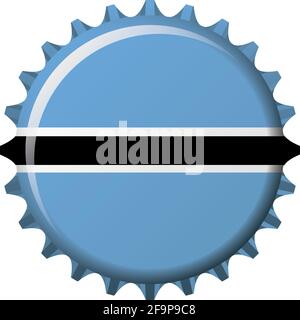 National flag of Botswana on a bottle cap. Vector Illustration Stock Vector