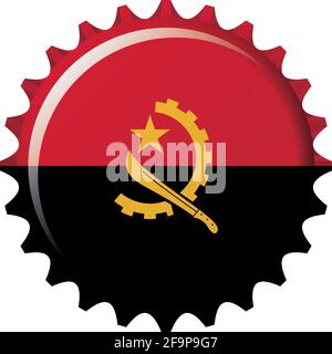 National flag of Angola on a bottle cap. Vector Illustration Stock Vector