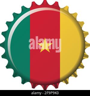 National flag of Cameroon on a bottle cap. Vector Illustration Stock Vector