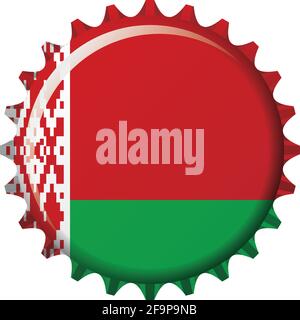 National flag of Belarus on a bottle cap. Vector Illustration Stock Vector